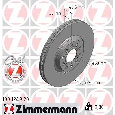 Kuva ZIMMERMANN COAT Z 100.1249.20 Jarrulevyt 320 30 10/5 5 112 Tuuletettu, ulko pinnoitettu hiiliteräs AUDI: A4 B7 Avant, Sedan, A6 C5 Avant