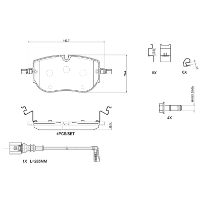 Kuva BREMBO P 85 192 Jarrupalat Sis. kulumisenilmaisimen Jarrusatulan ruuveilla, Huudonvaimennuspellillä Tarvikkeilla SKODA: Enyaq IV SUV