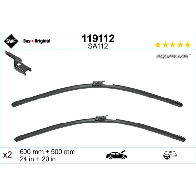 Kuva Pyyhkijänsulka Swf 119112 Edessä Flatblade pyyhinsulka (rungoton) Lämmitetty VOLVO: V60 II, S60 III