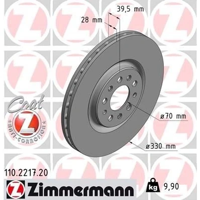 Kuva ZIMMERMANN COAT Z 110.2217.20 Jarrulevyt 330 28 10/5 5 110 tuuletettu sisältä pinnoitettu ALFA ROMEO: 159 Sportwagon, Giulietta Hatchback, Sedan