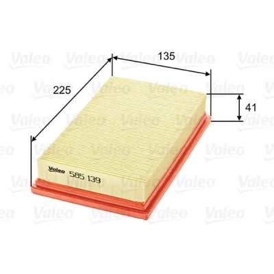 Kuva VALEO 585139 Ilmansuodatin 41mm 135mm 225mm Suodatinpanos