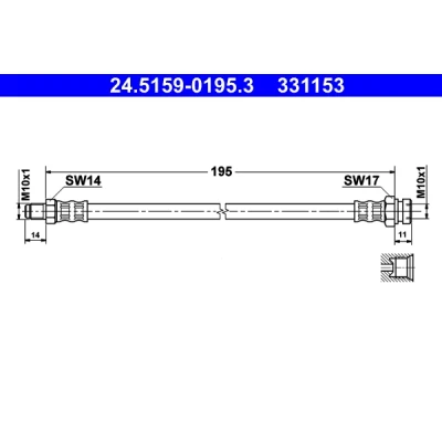 Kuva ATE 24.5159 0195.3 Jarruletku 195 M10x1 MITSUBISHI: PAJERO 2