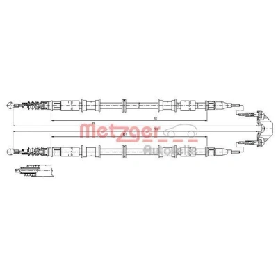 Kuva METZGER 11.5866 Käsijarruvaijeri Takana 1677/1495+1677/1495 Levyjarru COFLE OPEL: Zafira A