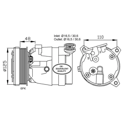 Kuva NRF 32022 Ilmastoinnin Kompressori V5 12 PAG 100 kompressoriöljyllä, Tiivisterenkaalla