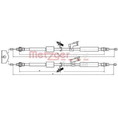 Kuva METZGER 10.5370 Käsijarruvaijeri Takana 1816/1700+1860/1745 Levyjarru COFLE FORD: FOCUS 2 Kombi, C Max, Cabriolet