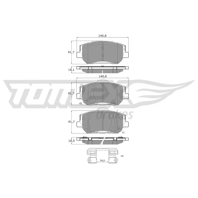 Kuva TOMEX brakes TX 60 45 Jarrupalat Etuakseli akustisella kulumavaroittimella Tarvikkeilla HYUNDAI: SANTA FE 3