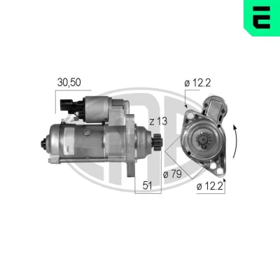 Kuva ERA 220583A Starttimoottori 12 2 13 VOLKSWAGEN: Golf 6, Transporter 5, Multivan 5 (7HM, SEAT: Altea, Leon II Hatchback, AUDI: A3 Sportback, Sedan