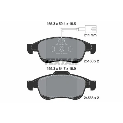 Kuva TEXTAR 2518001 Jarrupalat kulumisvaroitinkoskettimella ALFA ROMEO: Giulietta Hatchback, Van