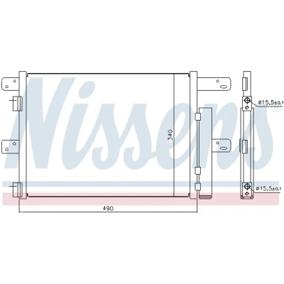 Kuva NISSENS 940096 Ilmastoinnin Lauhdutin Vedenerottimella Alumiini 490 R 134a