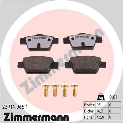Kuva ZIMMERMANN 23714.965.1 Jarrupalat Ruuveilla Valokuva vastaa toimituslaajuutta FIAT: BRAVO 2, Stilo Multi Wagon, Hatchback, ALFA ROMEO: MiTo