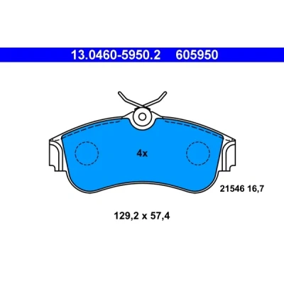 Kuva ATE 13.0460 5950.2 Jarrupalat Ilman kulumisenilmaisinta NISSAN: Almera 2 Limousine, II Hatchback, Primera Hatchback