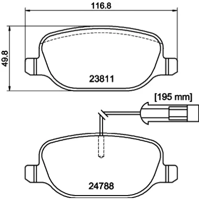 Kuva HELLA 8DB 355 015 571 Jarrupalat kulumisvaroitinkoskettimella Jarrusatulan ruuveilla Tarvikkeilla ALFA ROMEO: Giulietta Hatchback, Van