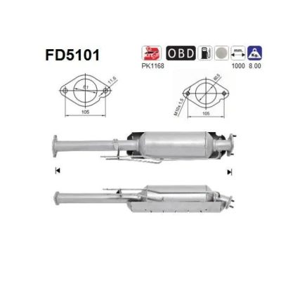 Kuva AS FD5101 Hiukkassuodatin Euro 5 Kordieriitti FORD: MONDEO 4 Turnier, S Max Mk1, Galaxy Mk2 MPV