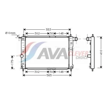 Kuva AVA COOLING SYSTEMS DW2039 Jäähdytin Alumiini 500mm 378mm 24mm Ilman nestesäiliötä Jäähdytysrivat mekaan. kiinnitetyt
