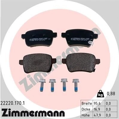 Kuva ZIMMERMANN 22220.170.1 Jarrupalat akustisella kulumavaroittimella Ruuveilla Valokuva vastaa toimituslaajuutta OPEL: Corsa E Hatchback, FIAT: 500L