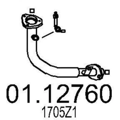 Kuva MTS 01.12760 Pakoputki 490 Edessä keskiäänenvaimentajalle PEUGEOT: 206 Hatchback