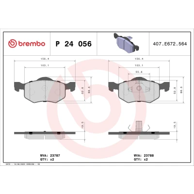 Kuva BREMBO P 24 056 Jarrupalat Ilman kulumisenilmaisinta Männän lukoilla tarvikkeita FORD: Maverick SUV