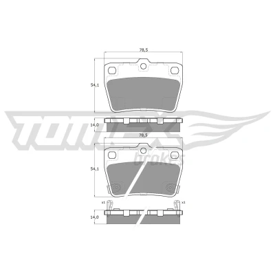 Kuva TOMEX brakes TX 13 86 Jarrupalat Taka akseli akustisella kulumavaroittimella TOYOTA: RAV4 II SUV, I SUV