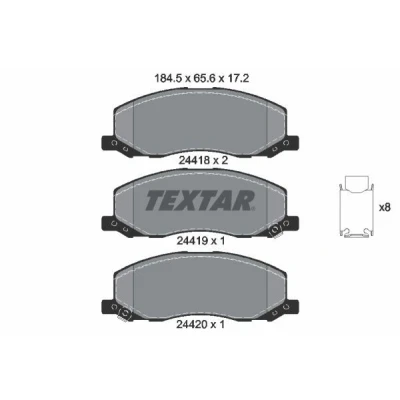 Kuva TEXTAR 2441801 Jarrupalat akustisella kulumavaroittimella OPEL: Insignia A Sports Tourer, Hatchback, Sedan, SAAB: 9 5 Sedan