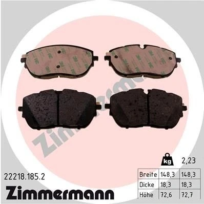 Kuva ZIMMERMANN 22218.185.2 Jarrupalat Kulumisenilmaisemelle Ruuveilla Valokuva vastaa toimituslaajuutta, liukulevyllä PEUGEOT: 308 SW 2, 3008 II SUV