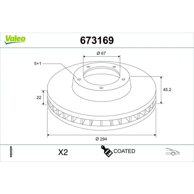 Kuva Jarrulevy Tuuletettu, Etuakseli Valeo 673169 bmw, mini OE 34 11 6 866 297, 8 835 362, 34116866297