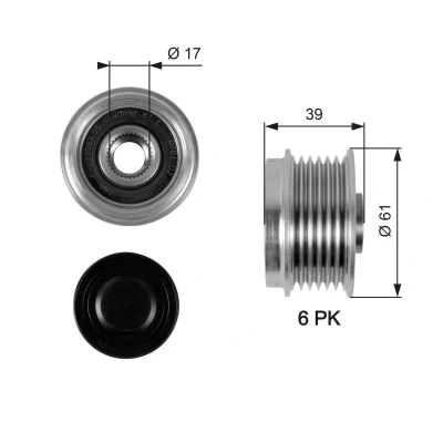 Kuva GATES OAP7042 Laturin Vapaakytkin 39 FleetRunner Micro V Stretch Fit VOLKSWAGEN: Polo IV Hatchback, SEAT: Ibiza 3