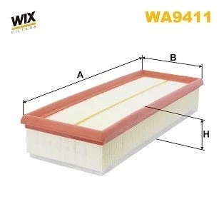 Kuva WIX FILTERS WA9411 Ilmansuodatin 59mm 113mm 316mm Suodatinpanos PEUGEOT: 206 SW, 3008 I, 308 I CITROËN: C4 Hatchback, C2 Hatchback