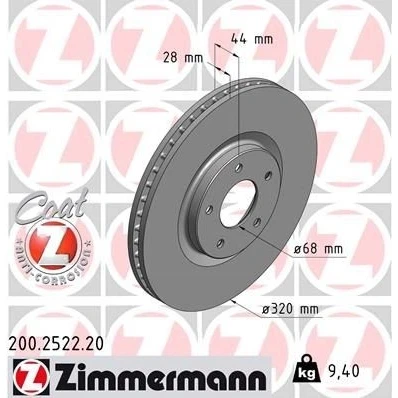 Kuva ZIMMERMANN COAT Z 200.2522.20 Jarrulevyt 320 28 5/5 5 114 tuuletettu sisältä pinnoitettu NISSAN: Qashqai / Qashqai+2 I, Juke