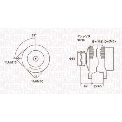 Kuva MAGNETI MARELLI 063731564010 Laturi 12V 90A PEUGEOT: 607 Sedan, Boxer Van, Expert I CITROËN: Jumper II Bussi, Xsara Farmari