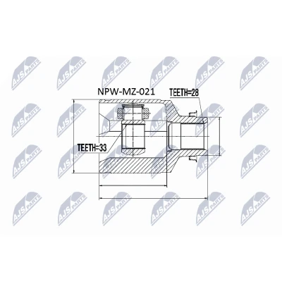 Kuva NTY NPW MZ 021 Vetonivel Käsivaihteisto Vaihteiston puoli MAZDA: 6 Sedan, Hatchback, Farmari