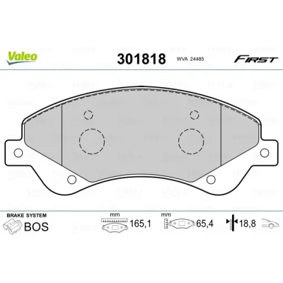 Kuva VALEO 301818 Jarrupalat FIRST Etuakseli ilman kulumisenilmaisinta huudonvaimennuspeltiä FORD: Transit Mk6 Bussi, Van
