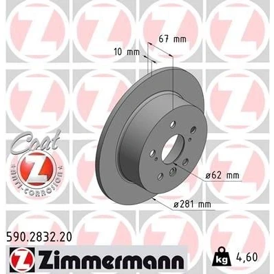 Kuva ZIMMERMANN 590.2832.20 Jarrulevyt 281 10 8/5 5 114 täysi pinnoitettu