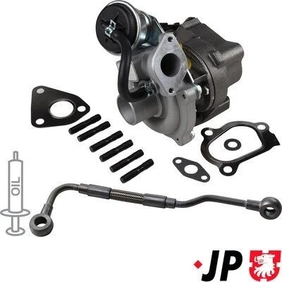 Kuva JP GROUP 1217800210 Turboahdin Pakokaasuahdin sis. tiivistesarjan, Öljyn tulojohtimella FIAT: Qubo
