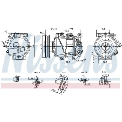 Kuva NISSENS 890896 Ilmastoinnin Kompressori DVE12 12 PAG 46 R 134a KIA: RIO 3