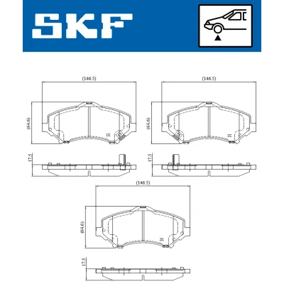 Kuva SKF VKBP 80334 A Jarrupalat akustisella kulumavaroittimella JEEP: Compass, Cherokee III, Wrangler IV, CHRYSLER: GRAND 5OYAGER 5, DODGE: Journey MPV
