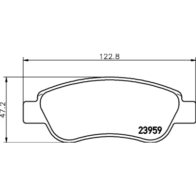 Kuva HELLA 8DB 355 012 141 Jarrupalat Ei kulumisenilmaisimelle Jarrusatulan ruuveilla Tarvikkeilla TOYOTA: Aygo, PEUGEOT: 107 Hatchback, CITROËN: C1 I