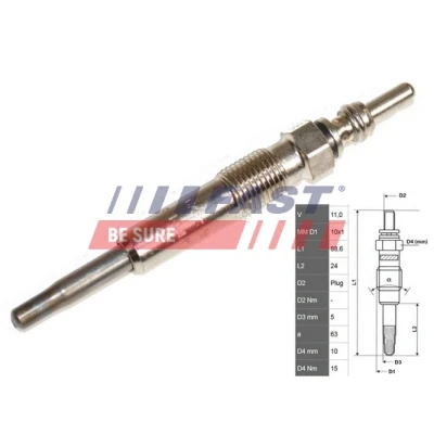 Kuva Hehkutulppa AUDI, DACIA, FORD, MITSUBISHI, NISSAN, OPEL, RENAULT, SEAT, SKODA, SUZUKI, VAUXHALL, VOLVO, VW OE 1037 204, 11065 00Q00, 00QAA