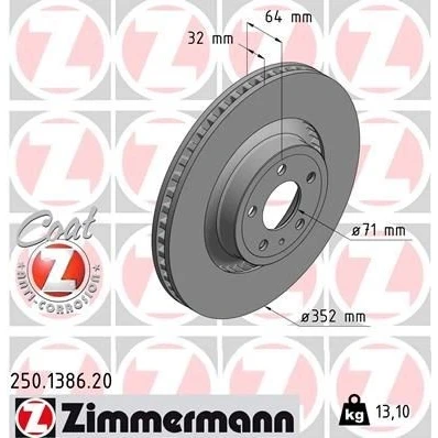 Kuva ZIMMERMANN COAT Z 250.1386.20 Jarrulevyt 352 32 6/5 5 114 Tuuletettu, ulko pinnoitettu hiiliteräs