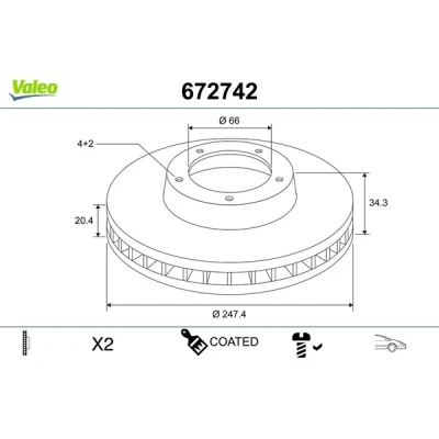 Kuva VALEO Jarrulevy PEUGEOT: 206 Hatchback, 106 II SW, CITROËN: Xsara Saxo Farmari 672742 1618864480,169003