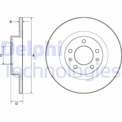 Kuva DELPHI BG4748C Jarrulevyt 290 12 5 täysi pinnoitettu käsittelemätön ilman pyöränlaakeria, ABS sensorirengasta PEUGEOT: 508 I SW, Sedan