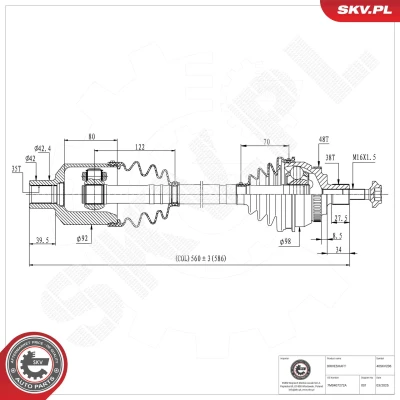 Kuva Vetoakseli, Etuakseli, oikea Esen skv 40SKV206 ford galaxy i, seat alhambra, alhambra van, vw sharan, sharan van OE 1020964, 1097313, 1097317