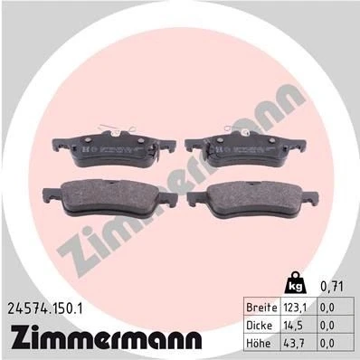 Kuva ZIMMERMANN 24574.150.1 Jarrupalat akustisella kulumavaroittimella Valokuva vastaa toimituslaajuutta TOYOTA: Yaris II Hatchback, III Hatchback