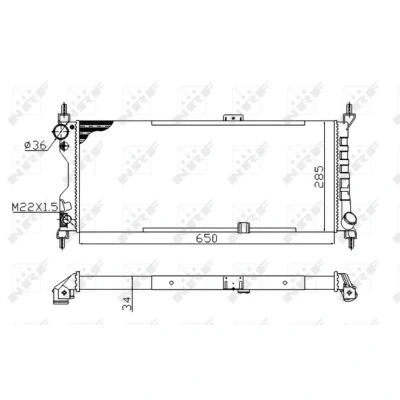 Kuva NRF 507522A Jäähdytin Alumiini 650 285 34 FULL KIT Jäähdytysrivat mekaan. kiinnitetyt OPEL: Corsa B Hatchback