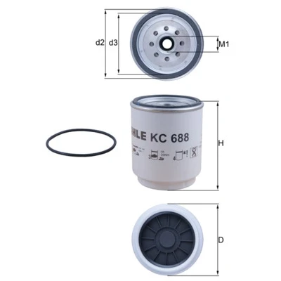 Kuva MAHLE ORIGINAL KC 688D Polttoainesuodatin Ruuvattava suodatin
