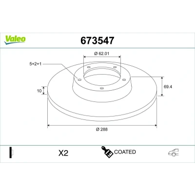 Kuva Jarrulevy Vakiomalli, Taka akseli Valeo 673547 lexus rx, toyota highlander / kluger OE 4243148040, 42431 48040, 4243148041