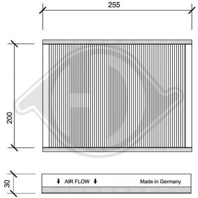 Kuva DIEDERICHS DCI1062 Raitisilmasuodatin Aktiivihiilisuodatin 255 210 30 Climate CITROËN: Xsara Picasso