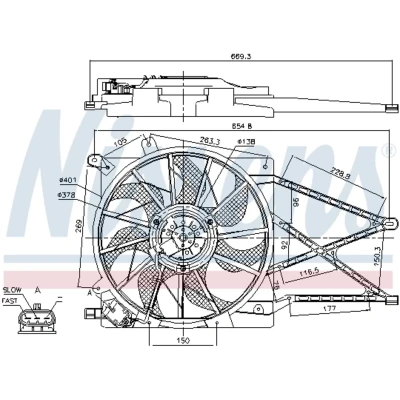 Kuva NISSENS 85179 Jäähdyttimen Tuuletin 375 12 151 ilman integroitua säädintä OPEL: Zafira A