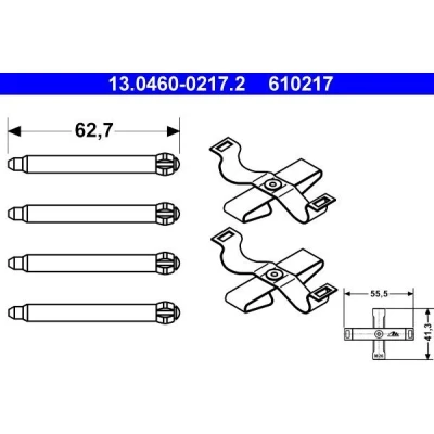 Kuva ATE 13.0460 0217.2 Tarvikesarja, Jarrupala OPEL: Vectra A Sedan, Astra F CC, Kadett E SAAB: 900 II Hatchback