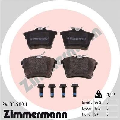 Kuva ZIMMERMANN 24135.980.1 Jarrupalat Ruuveilla Valokuva vastaa toimituslaajuutta PEUGEOT: 407 SW, Sedan, 607 CITROËN: C5 III Farmari, 3