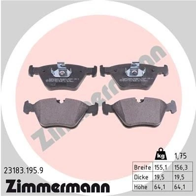 Kuva ZIMMERMANN 23183.195.9 Jarrupalat Kulumisenilmaisemelle Valokuva vastaa toimituslaajuutta BMW: 3 Touring, X3, Sedan